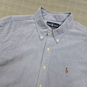 Ralph Lauren Shirt Mens XL Blue Oxford Classic Fit Short Sleeve Button Down